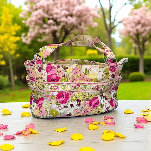 Vera Bradley Shoulder Tote Bag Make Me Blush Handbag Floral Purse Pockets Pink - Picture 1 of 13